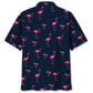 Dark Tropical Navy Flamingo Hawaiian Shirt Artwork Detail For Resort Trips And Outdoor Activities