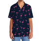 Dark Tropical Navy Flamingo Hawaiian Shirt For Beach Parties And Weekend Getaways