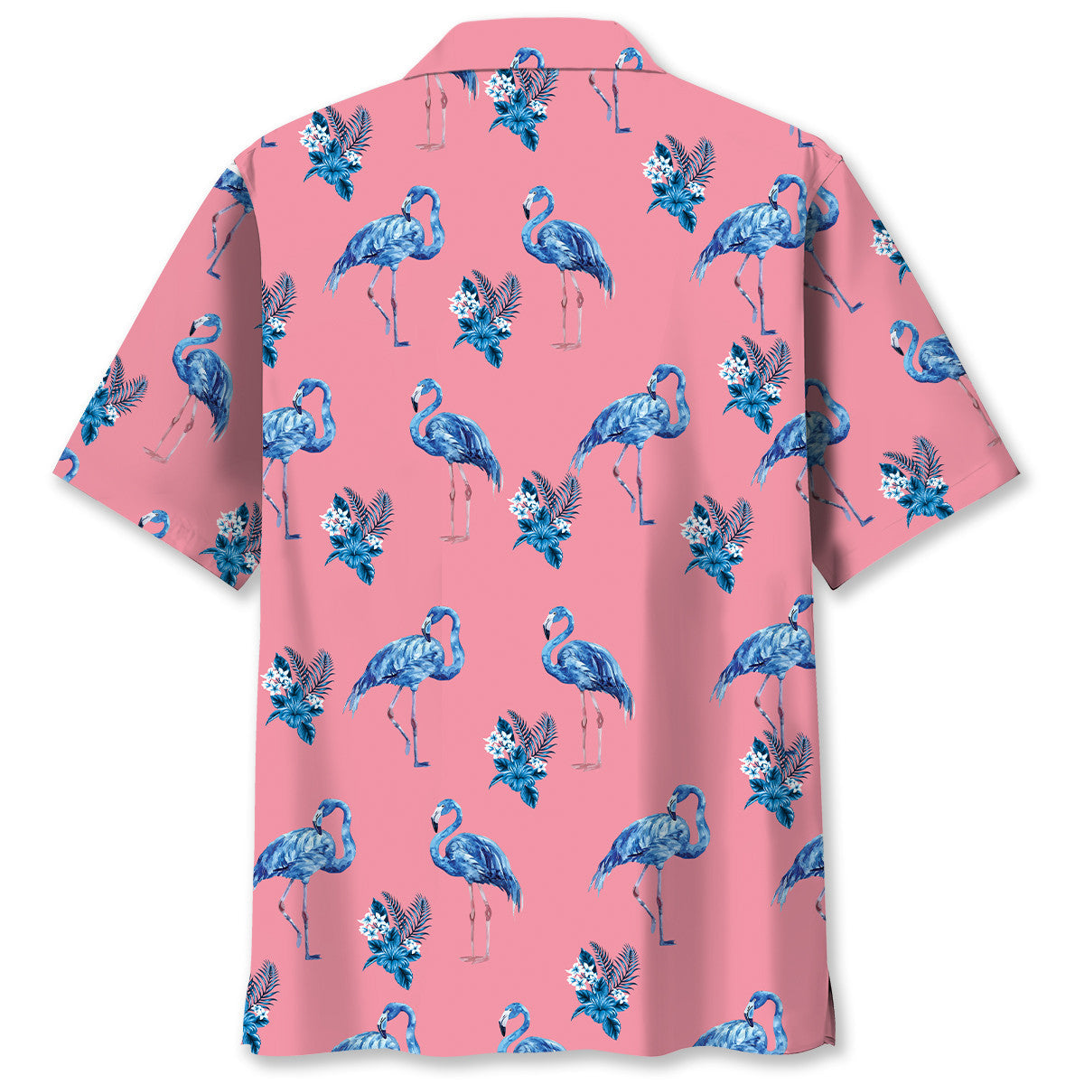 Blue Pink Tropical Flamingo Hawaiian Shirt For Vacation Days And Relaxed Coastal Outings