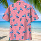 Blue Pink Tropical Flamingo Hawaiian Shirt Artwork View For Weekend Travel And Beach Style