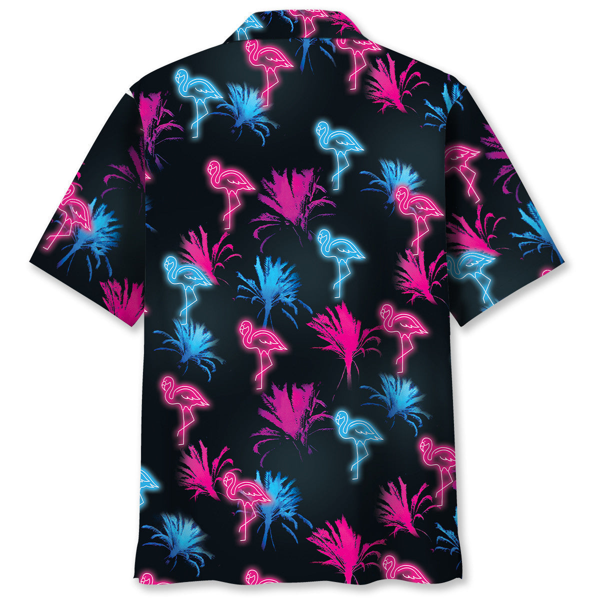 Retro Neon Tropical Flamingo Hawaiian Shirt Design View For Resort Travel And Thoughtful Gifting