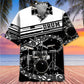 Black White Drum Hawaiian Shirt For Summer Events And Casual Outdoor Wear
