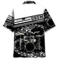 Black White Drum Hawaiian Shirt Pattern View For Lightweight Everyday Style