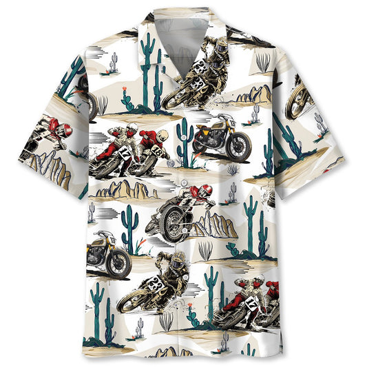 Bicycle Desert Flat Track Racing Hawaiian Shirt Design Detail For Beach Days And Holiday Travel
