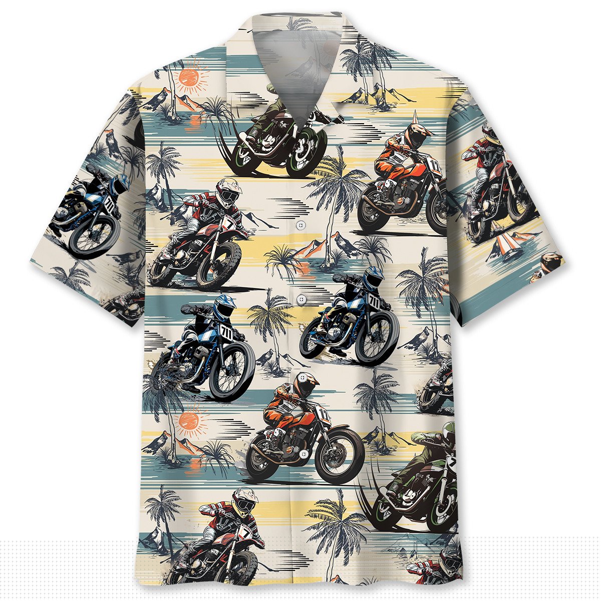 Bicycle Aloha Flat Track Racing Hawaiian Shirt Design View For Resort Travel And Thoughtful Gifting