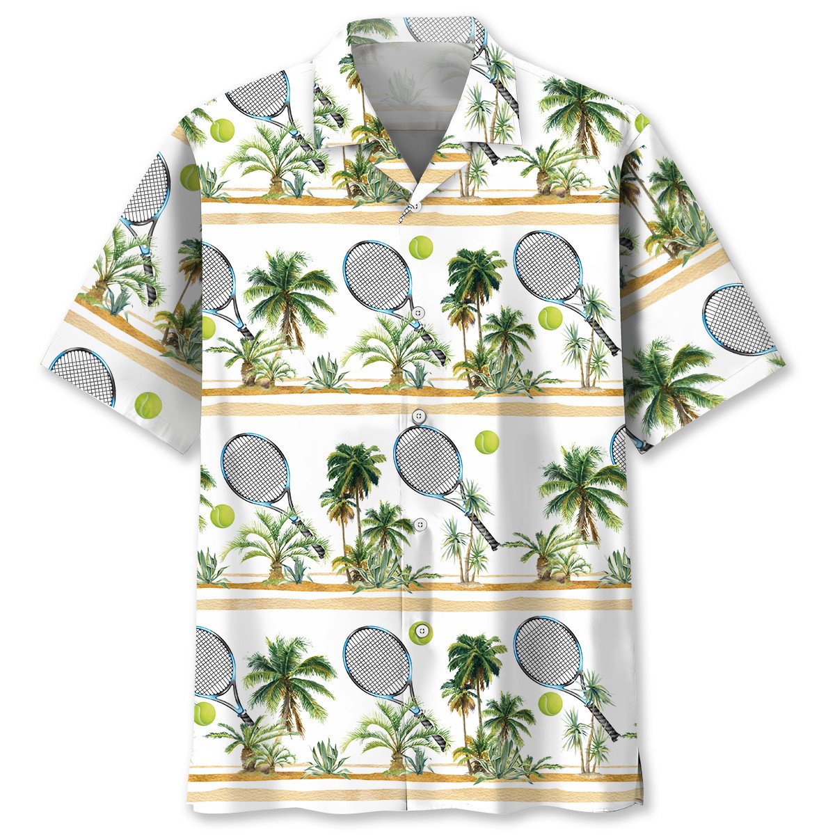 Tropical Tennis Hawaiian Shirt Pattern Detail For Summer Holidays And Outdoor Fun