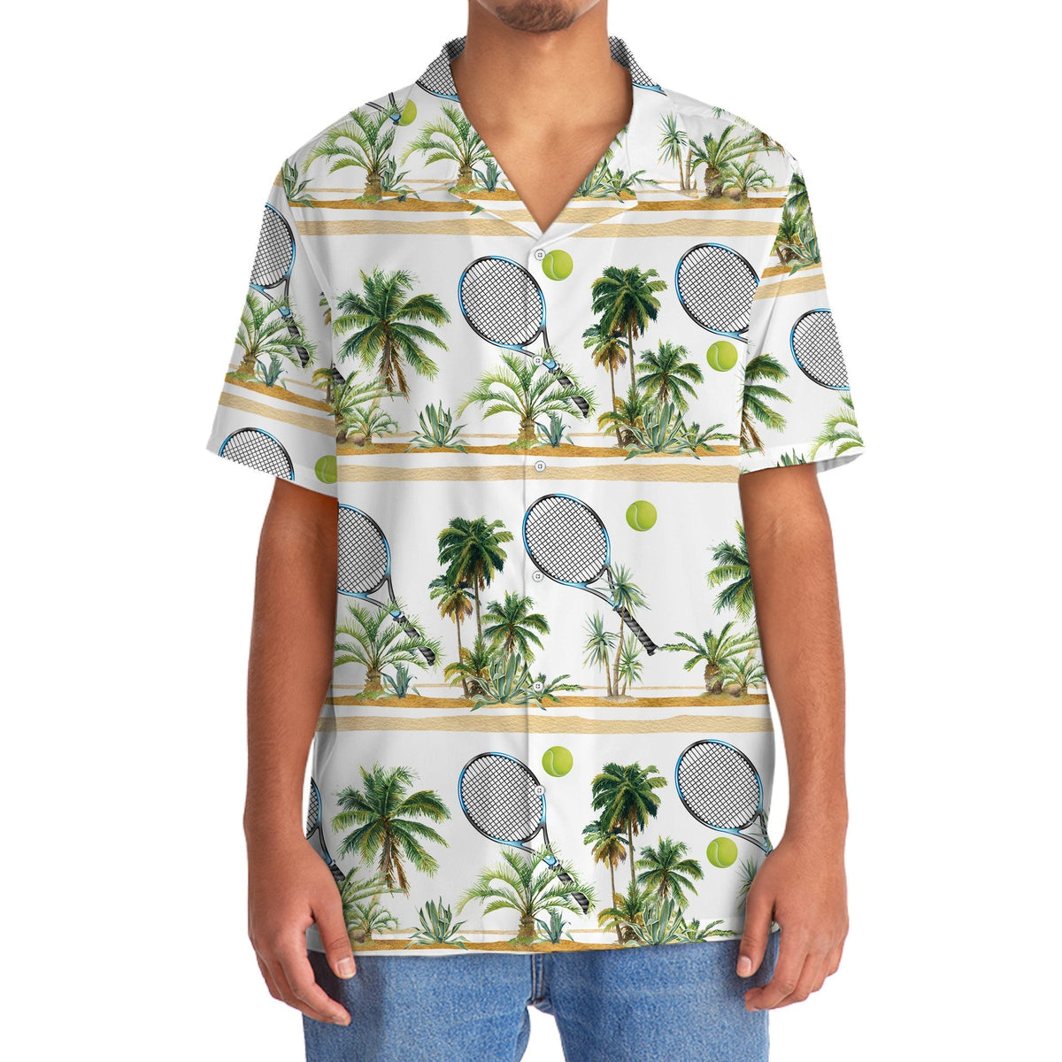 Tropical Tennis Hawaiian Shirt For Resort Getaways And Comfortable Summer Activities