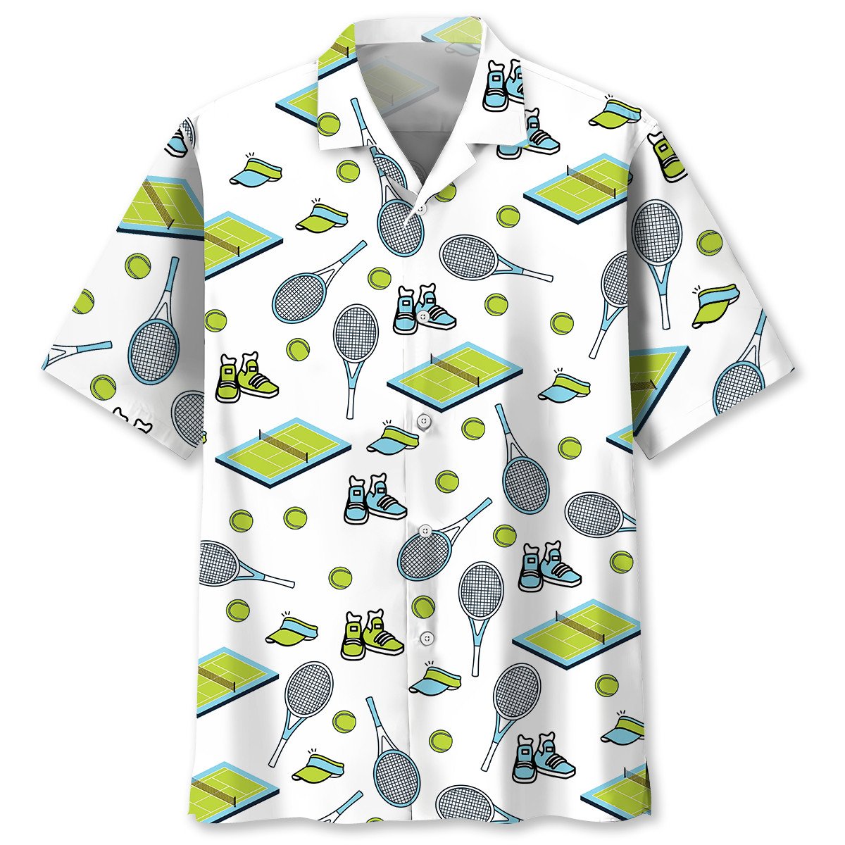 Funny Tennis Hawaiian Shirt Design Detail For Sunny Adventures And Casual Wear