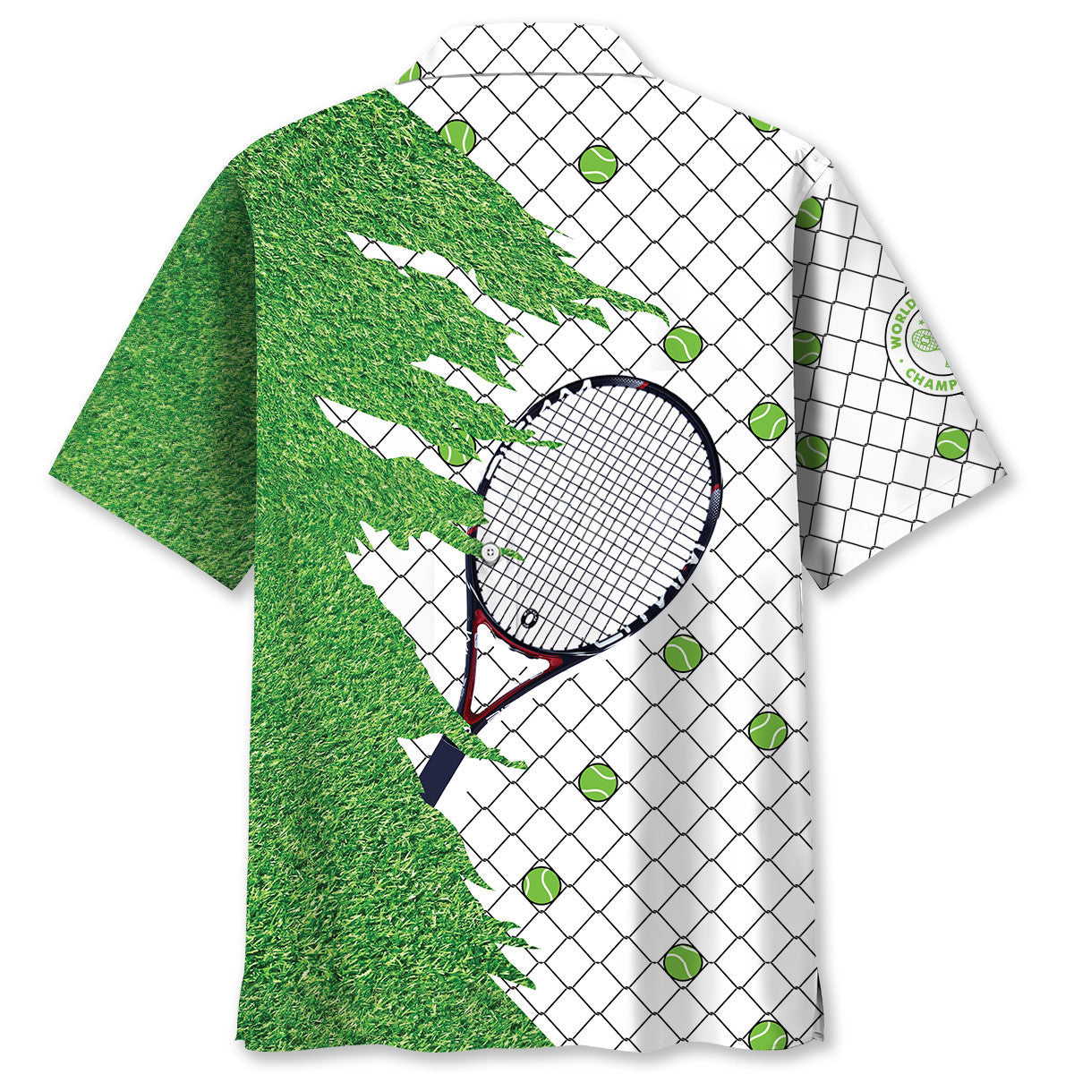 Green Tropical Tennis Hawaiian Shirt Design View For Casual Summer Styling
