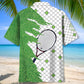 Green Tropical Tennis Hawaiian Shirt For Beach Parties And Weekend Getaways