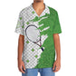 Green Tropical Tennis Hawaiian Shirt Pattern Detail For Vacation Travel And Daily Wear