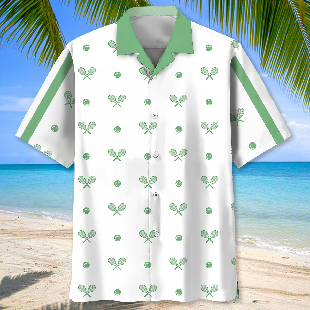 Tropical Tennis Club Hawaiian Shirt Artwork Detail For Resort Trips And Outdoor Activities