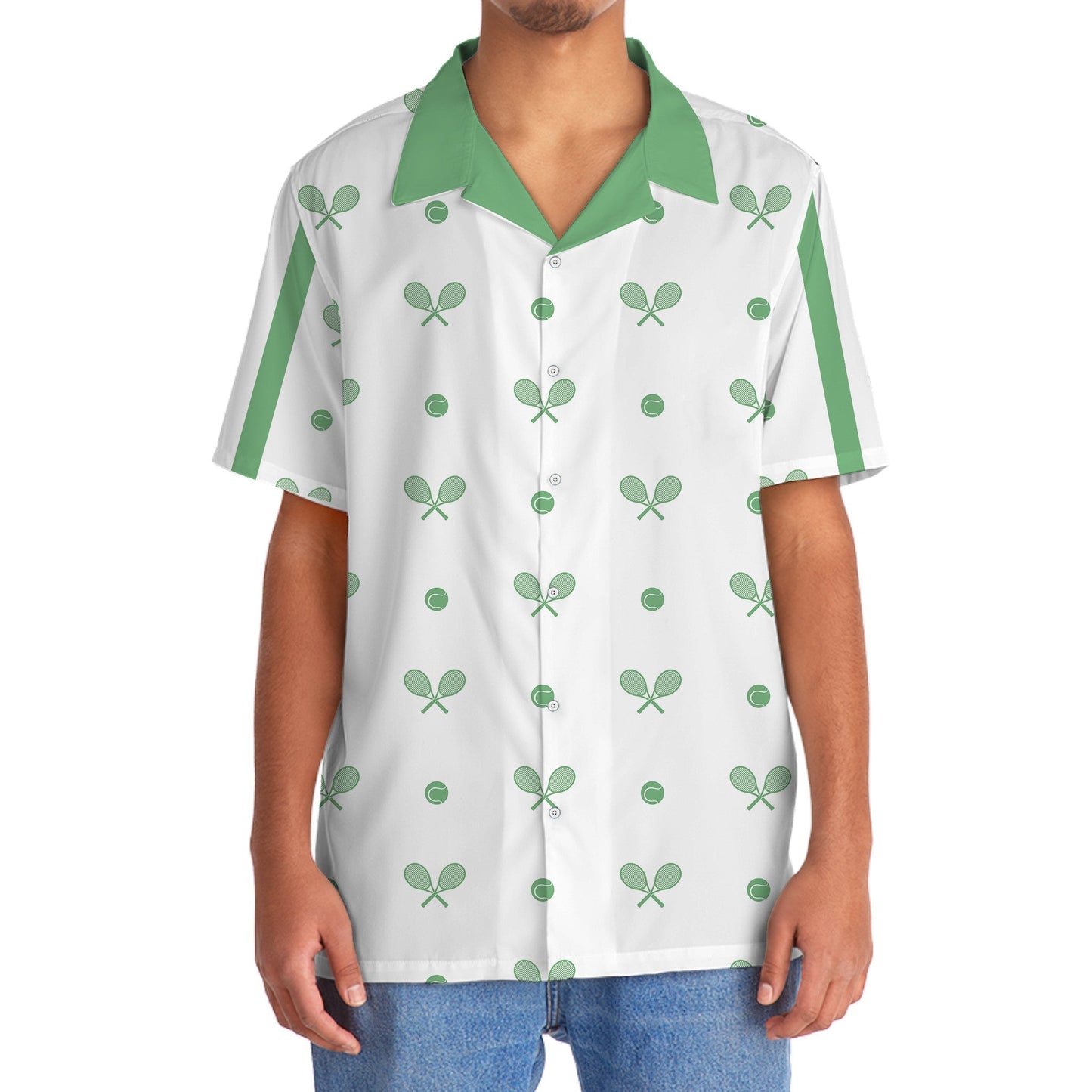 Tropical Tennis Club Hawaiian Shirt Pattern Detail For Vacation Travel And Daily Wear