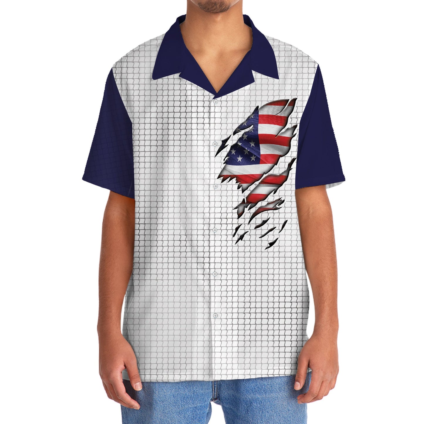 Tennis American Hawaiian Shirt Pattern Detail For Summer Holidays And Outdoor Fun