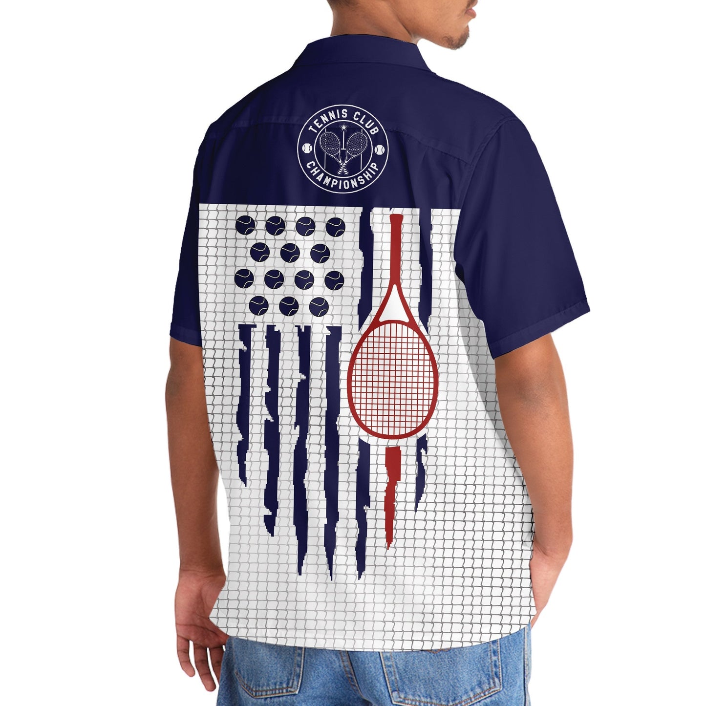 Tennis American Hawaiian Shirt For Vacation Days And Relaxed Coastal Outings