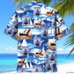Sailboat Adventure Coastal Hawaiian Shirt For Summer Vacation And Beach Travel