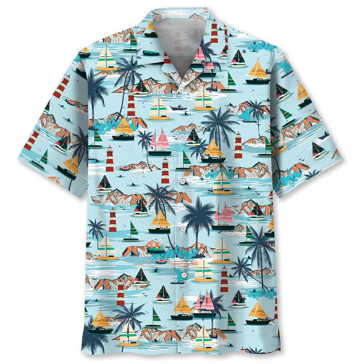 Tropical Sailboat Hawaiian Shirt Artwork View For Weekend Travel And Beach Style