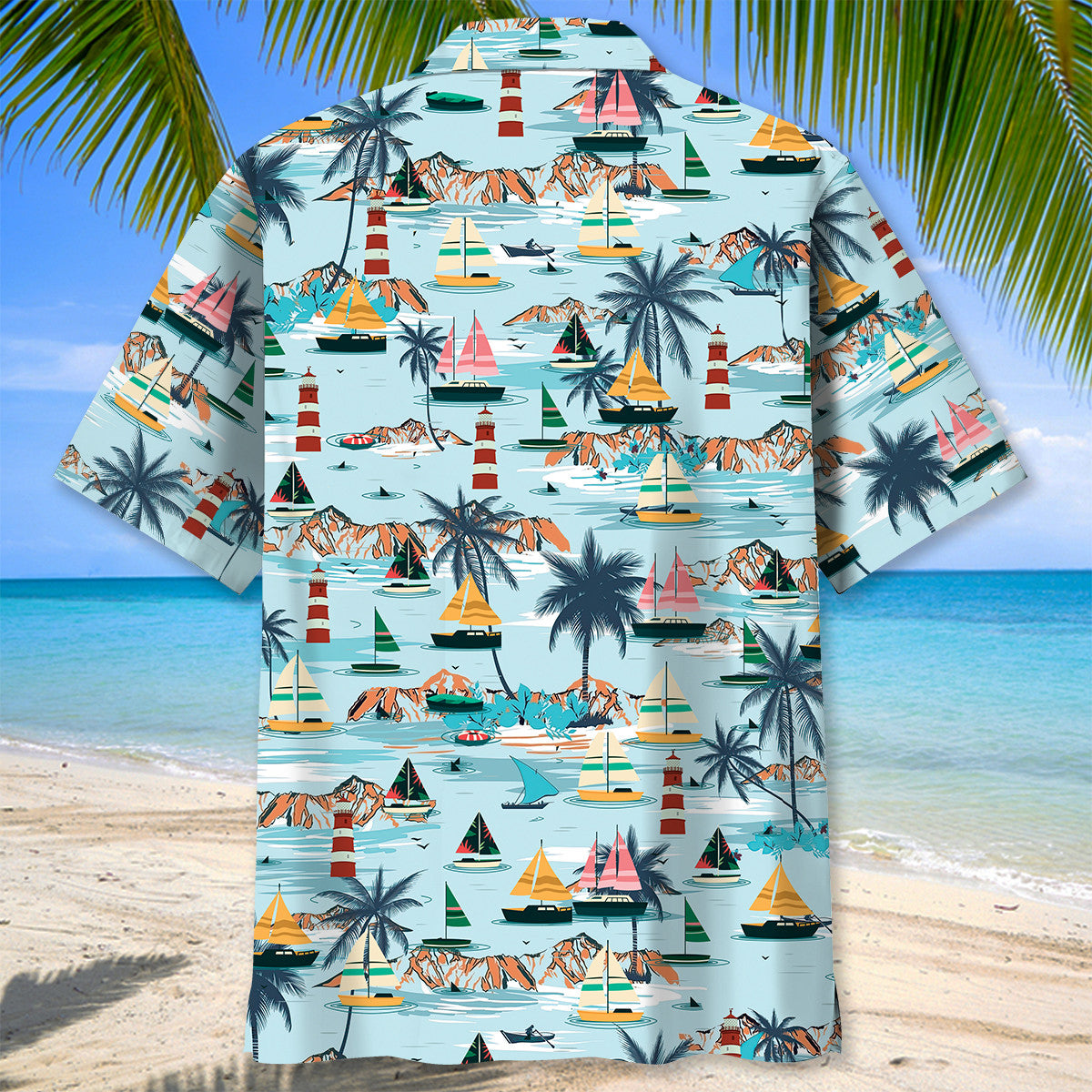 Tropical Sailboat Hawaiian Shirt For Summer Vacation And Beach Travel