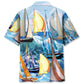 Vintage Tropical Sailboat Hawaiian Shirt Design View For Casual Summer Styling