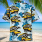 Yellow Car New York Taxi Racing Hawaiian Shirt Artwork Detail For Resort Trips And Outdoor Activities
