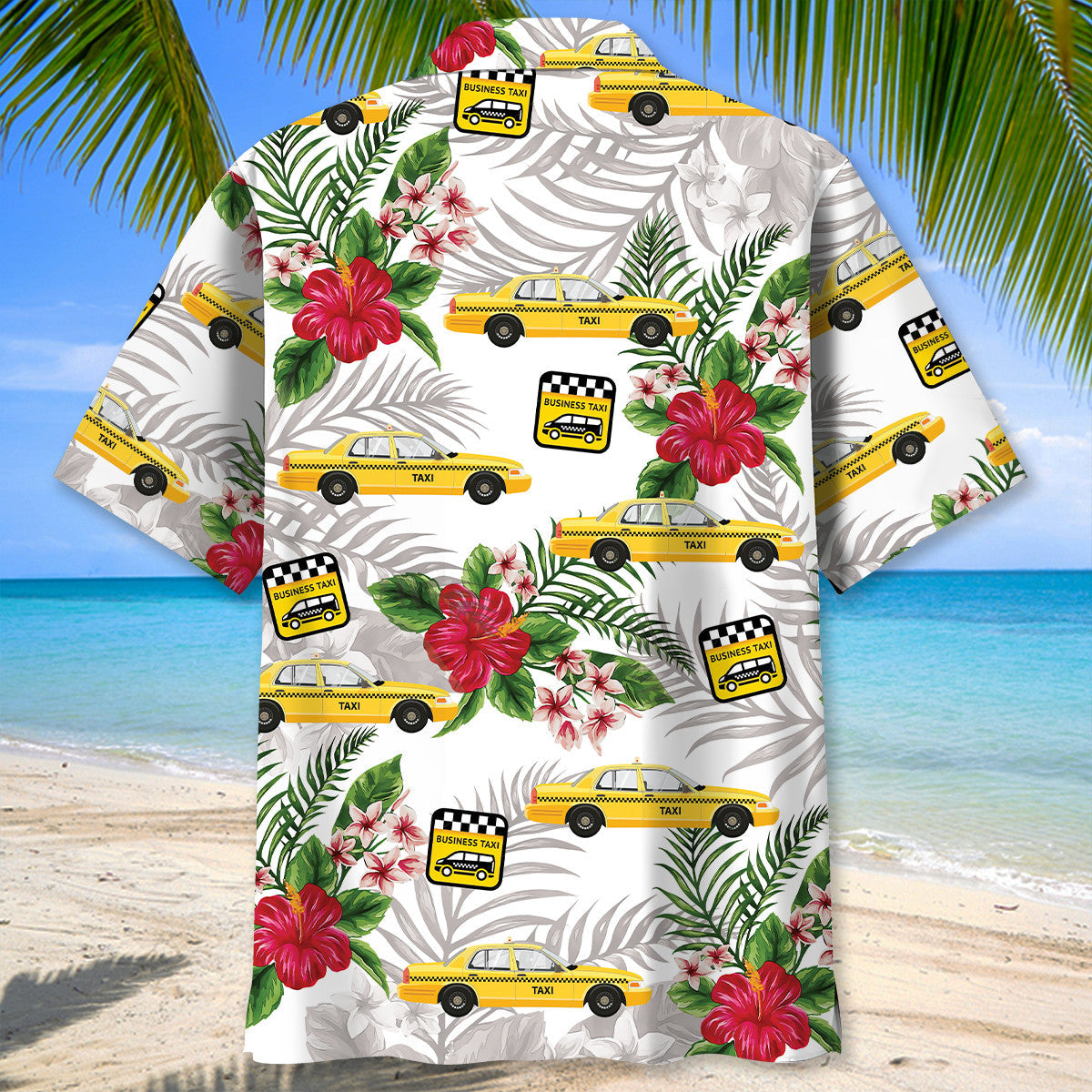 Tropical Yellow Car Taxi Street Hawaiian Shirt For Resort Getaways And Comfortable Summer Activities