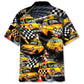 Yellow Car Drag Racing Taxi Street Hawaiian Shirt For Summer Events And Casual Outdoor Wear