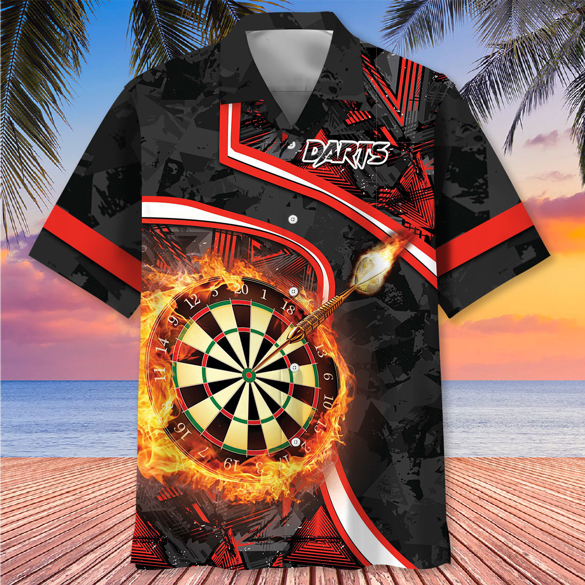 Dart Fire Flame Hawaiian Shirt For Summer Vacation And Beach Travel