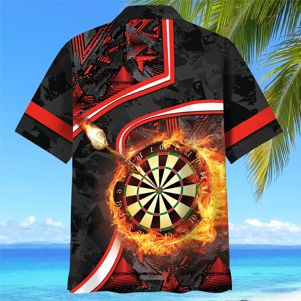 Dart Fire Flame Hawaiian Shirt Artwork Detail For Resort Trips And Outdoor Activities