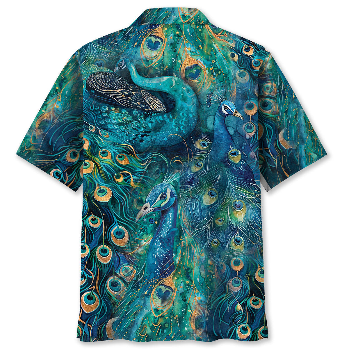 Tropical Peacock Teal Hawaiian Shirt Artwork Detail For Tropical Trips And Casual Outings
