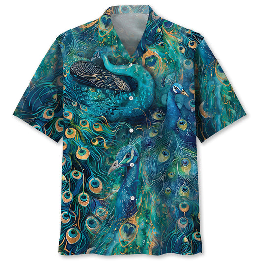 Tropical Peacock Teal Hawaiian Shirt For Poolside Relaxation And Sunny Getaways