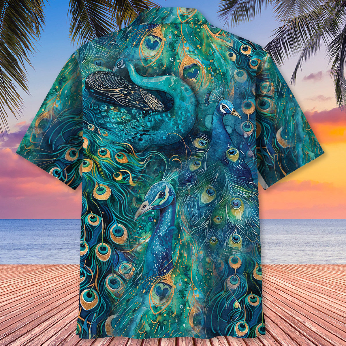 Tropical Peacock Teal Hawaiian Shirt For Coastal Adventures And Warm Weather Wear