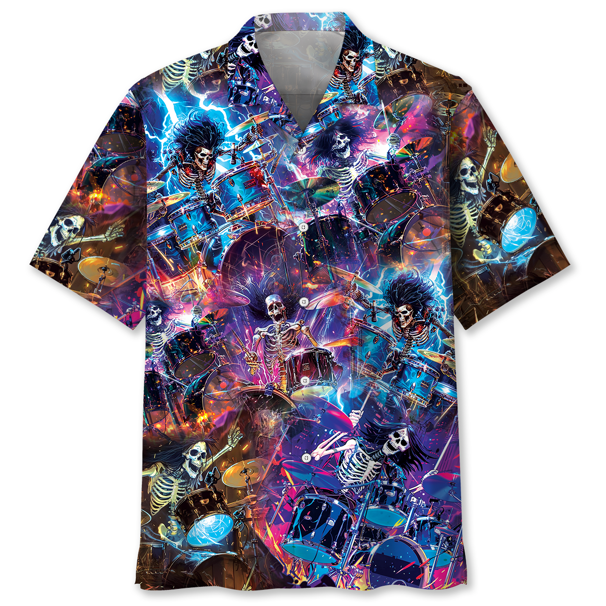 Retro Maddest Drummer Groove Hawaiian Shirt Pattern View For Relaxed Warm Weather Outfits