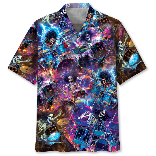Retro Maddest Drummer Groove Hawaiian Shirt Pattern View For Relaxed Warm Weather Outfits