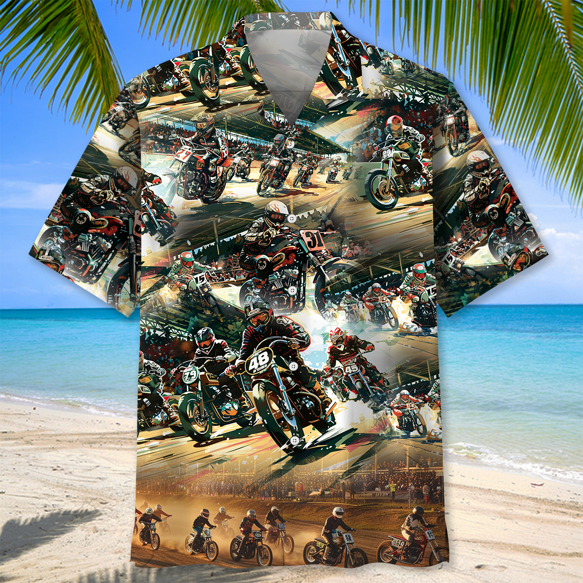 Bicycle Flat Racing Adventure Hawaiian Shirt Pattern View For Lightweight Everyday Style