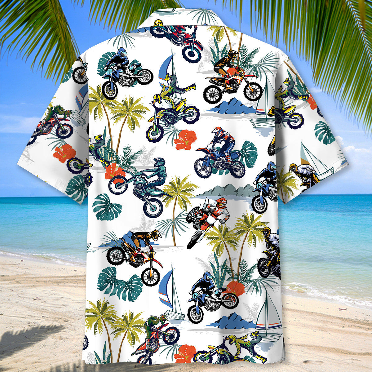 Tropical Motocross Adventure Hawaiian Shirt Artwork View For Coastal Escapes And Resort Style