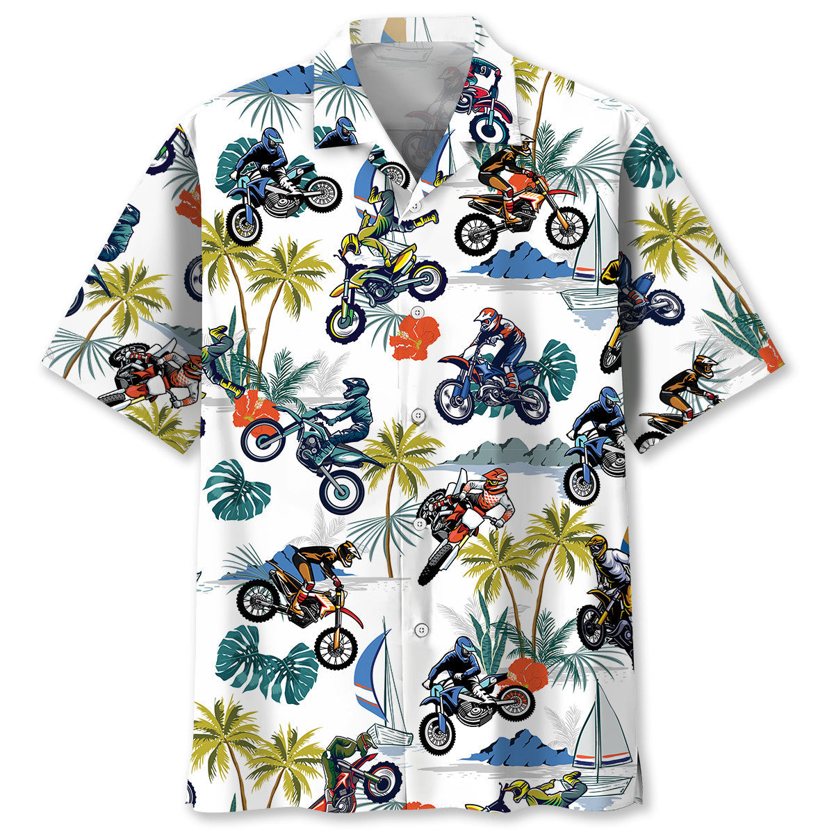 Tropical Motocross Adventure Hawaiian Shirt For Beach Parties And Weekend Getaways