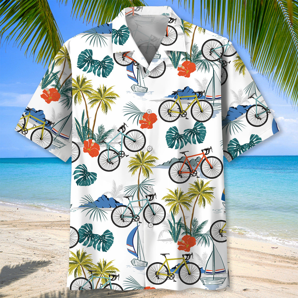 Tropical Cycling Adventure Hawaiian Shirt Pattern View For Lightweight Everyday Style