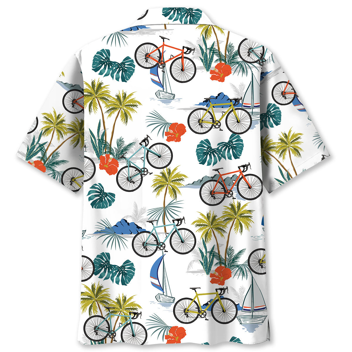 Tropical Cycling Adventure Hawaiian Shirt Artwork Detail For Tropical Trips And Casual Outings