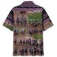 Classic Horse Derby Racing Hawaiian Shirt Pattern Detail For Vacation Travel And Daily Wear