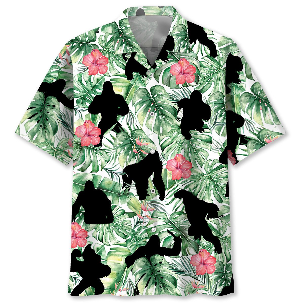 Tropical Gorillas Jungle Hawaiian Shirt Artwork Detail For Resort Trips And Outdoor Activities