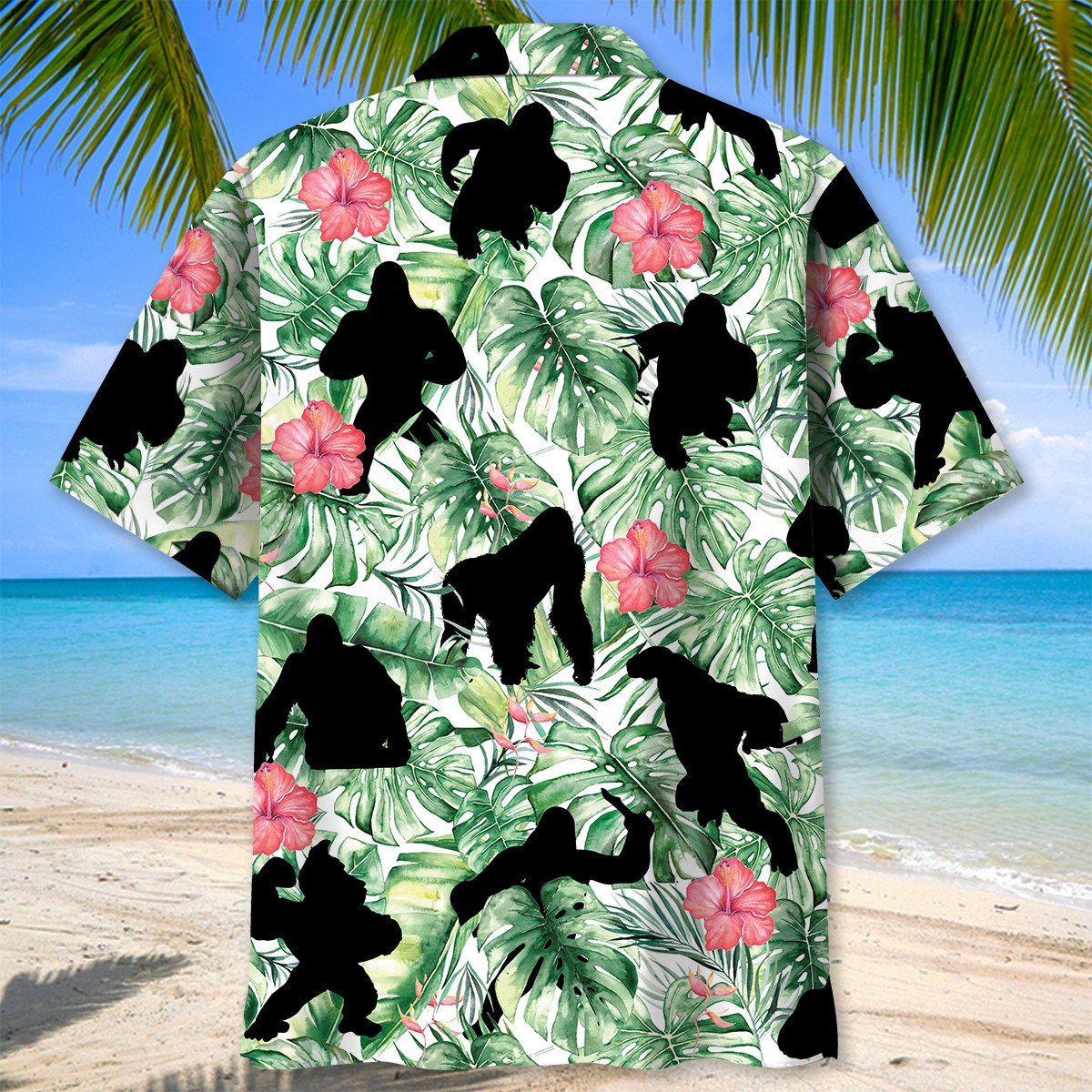 Tropical Gorillas Jungle Hawaiian Shirt Pattern Detail For Vacation Travel And Daily Wear