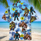 Forest Creature Crossing Adventure Hawaiian Shirt Pattern Detail For Vacation Travel And Daily Wear