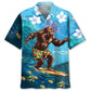 Funny Forest Creature Surfing Hibiscus Hawaiian Shirt For Beach Parties And Weekend Getaways