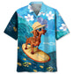 Funny Dachshund Surfing Hibiscus Hawaiian Shirt Design Detail For Sunny Adventures And Casual Wear