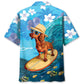 Funny Dachshund Surfing Hibiscus Hawaiian Shirt For Summer Vacation And Beach Travel