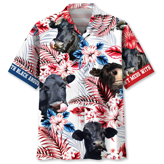 Black Angus Ranch Hawaiian Shirt Pattern Detail For Vacation Travel And Daily Wear