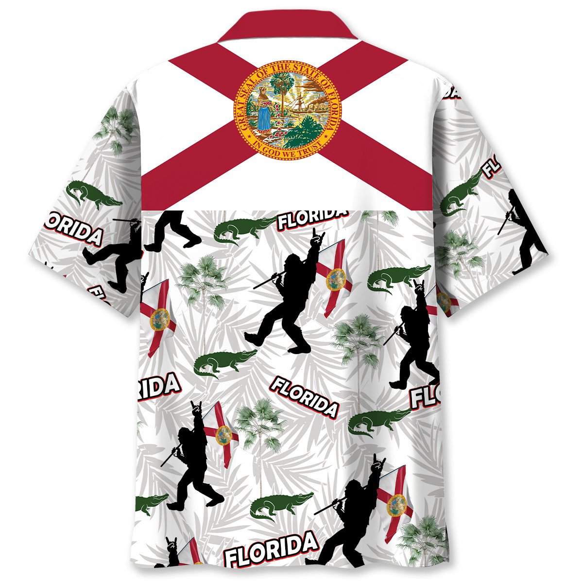 Tropical Florida Proud Forest Creature Hawaiian Shirt Pattern Detail For Vacation Travel And Daily Wear