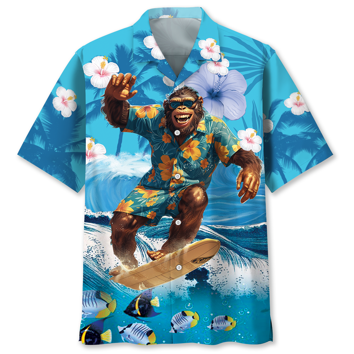 Forest Creature Surfing Hawaiian Shirt For Beach Parties And Weekend Getaways