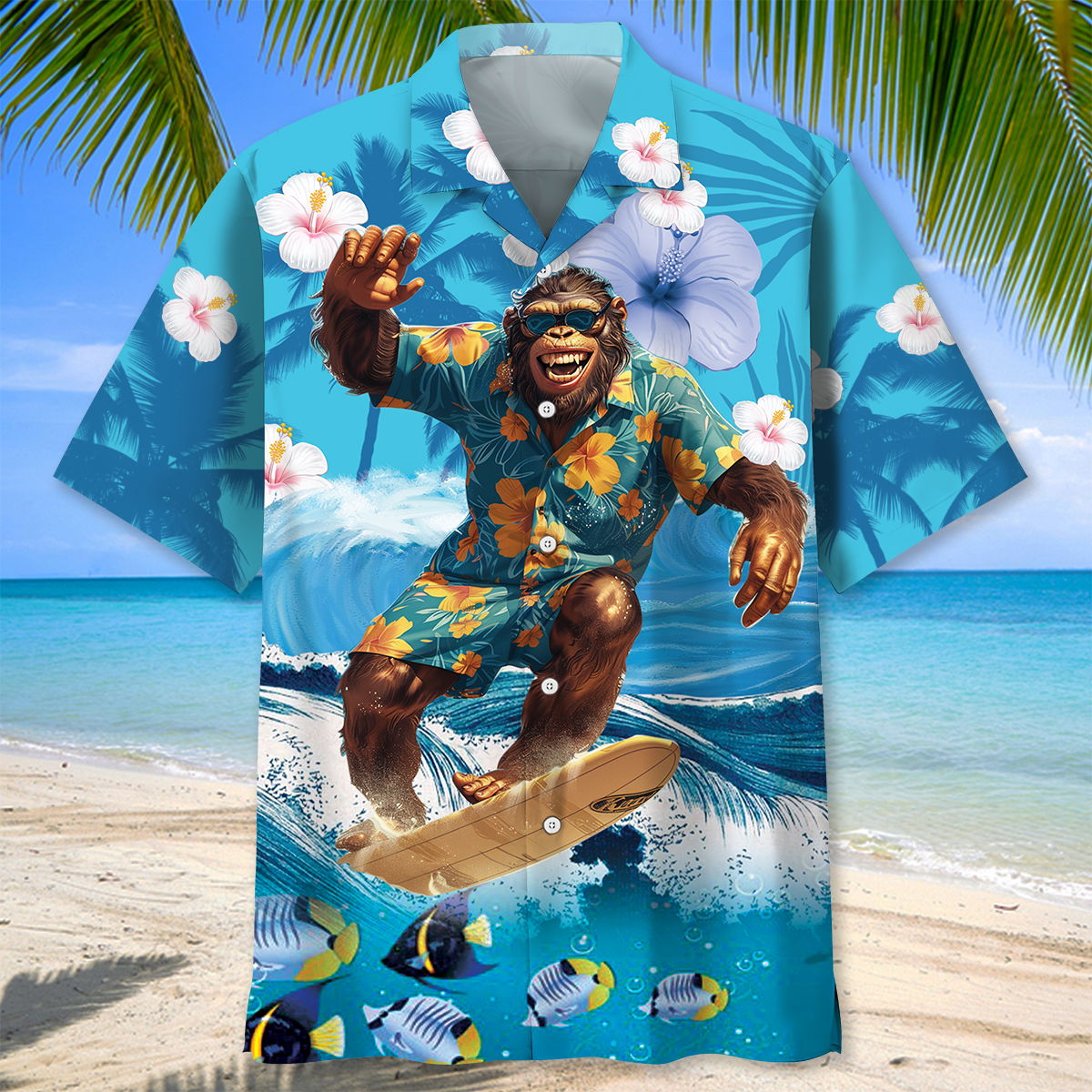 Forest Creature Surfing Hawaiian Shirt Artwork View For Coastal Escapes And Resort Style