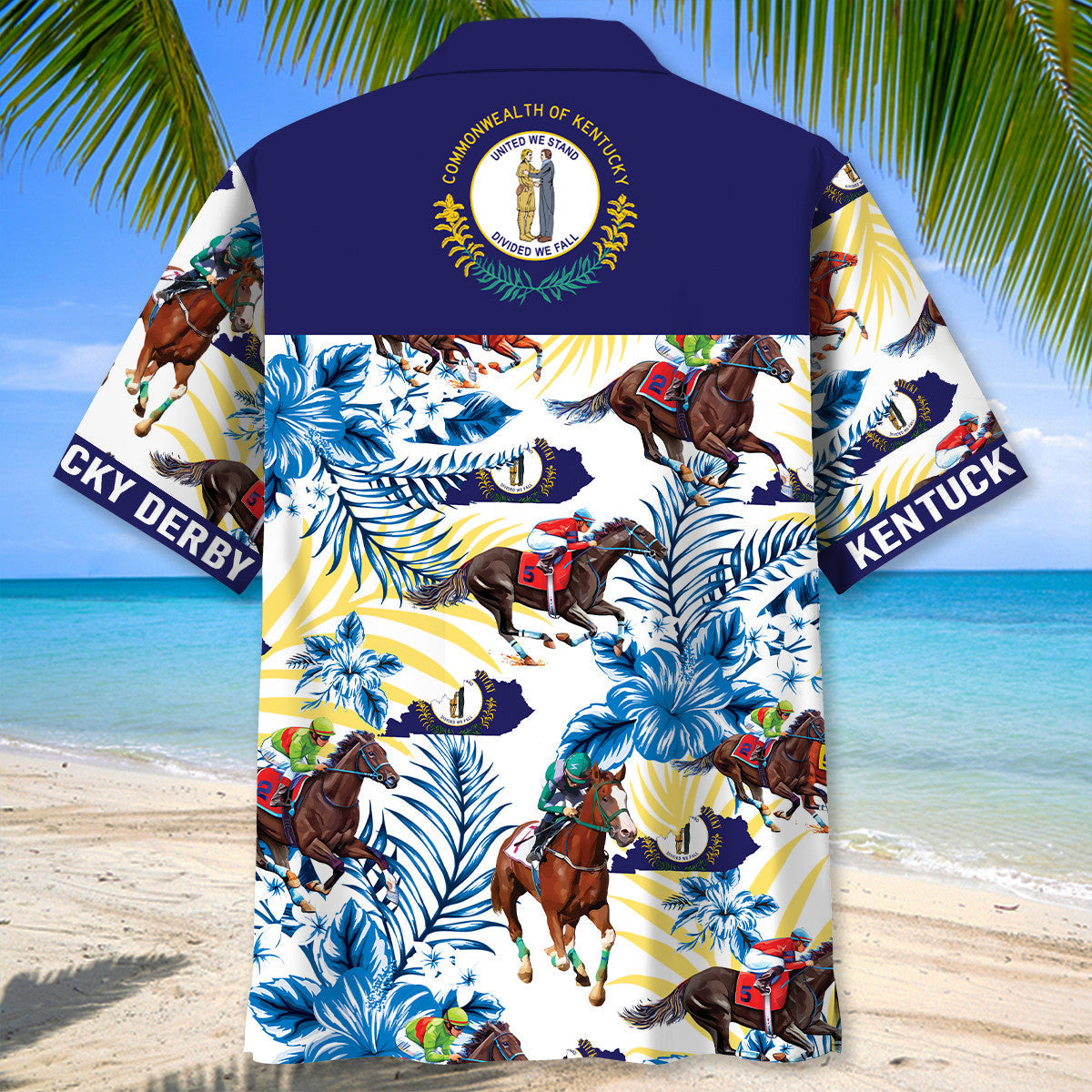 Retro Kentucky Racing Proud Hawaiian Shirt Design View For Casual Summer Styling